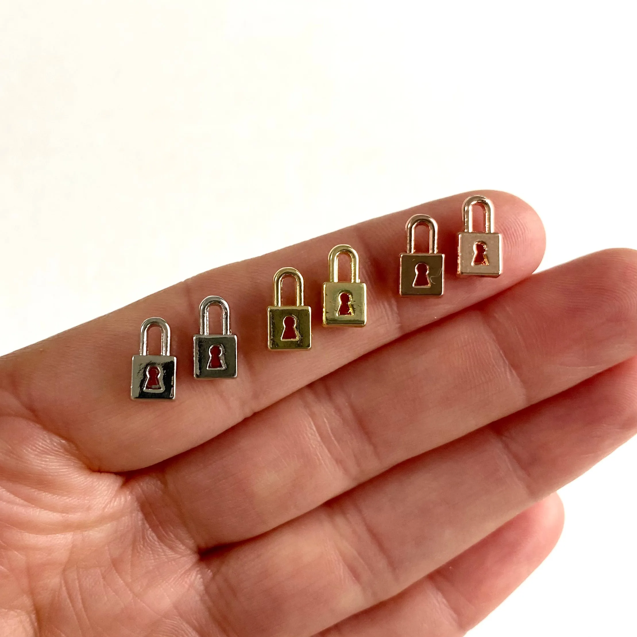 Tiny padlock charms 5mm metal Miniature key lock pendant