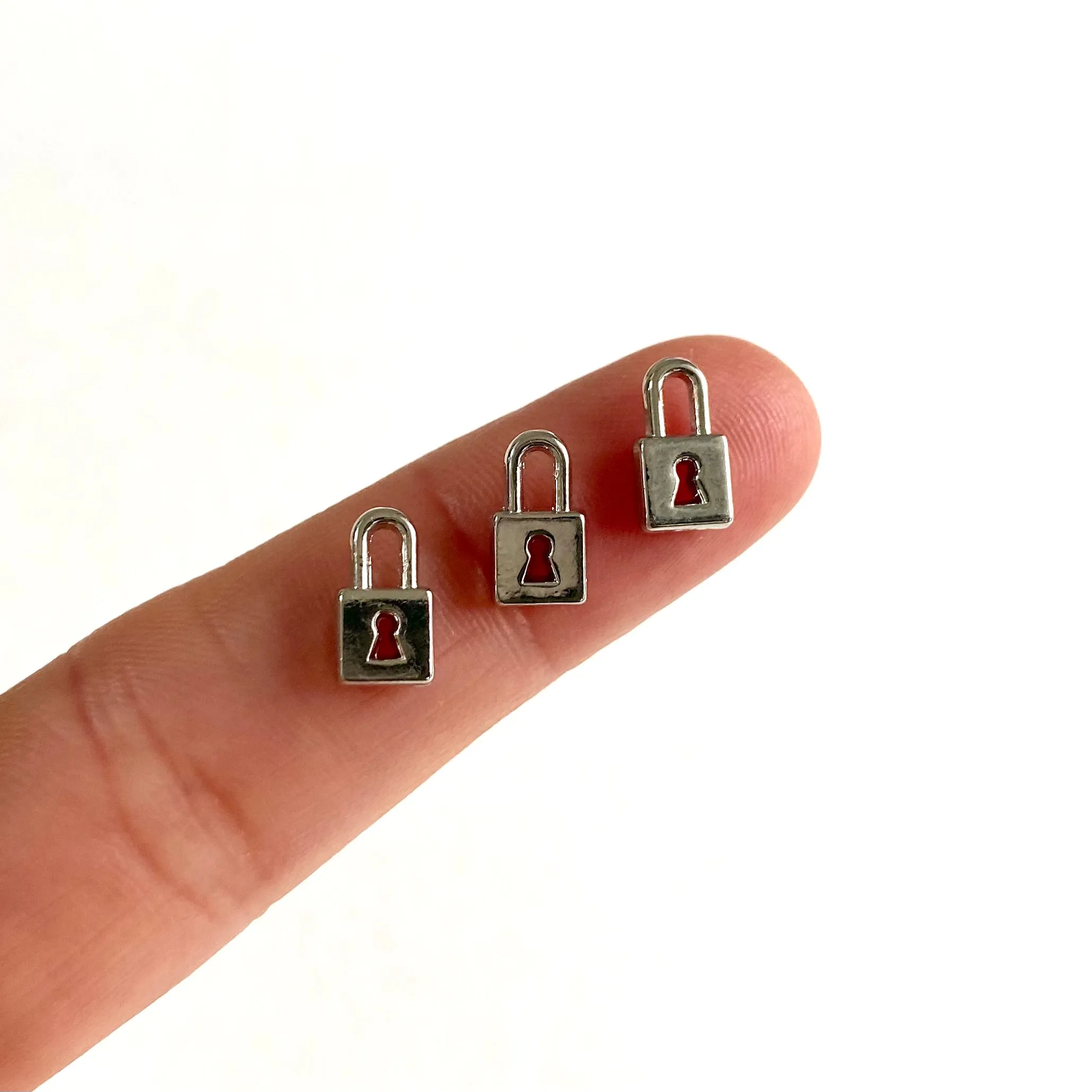 Tiny padlock charms 5mm metal Miniature key lock pendant