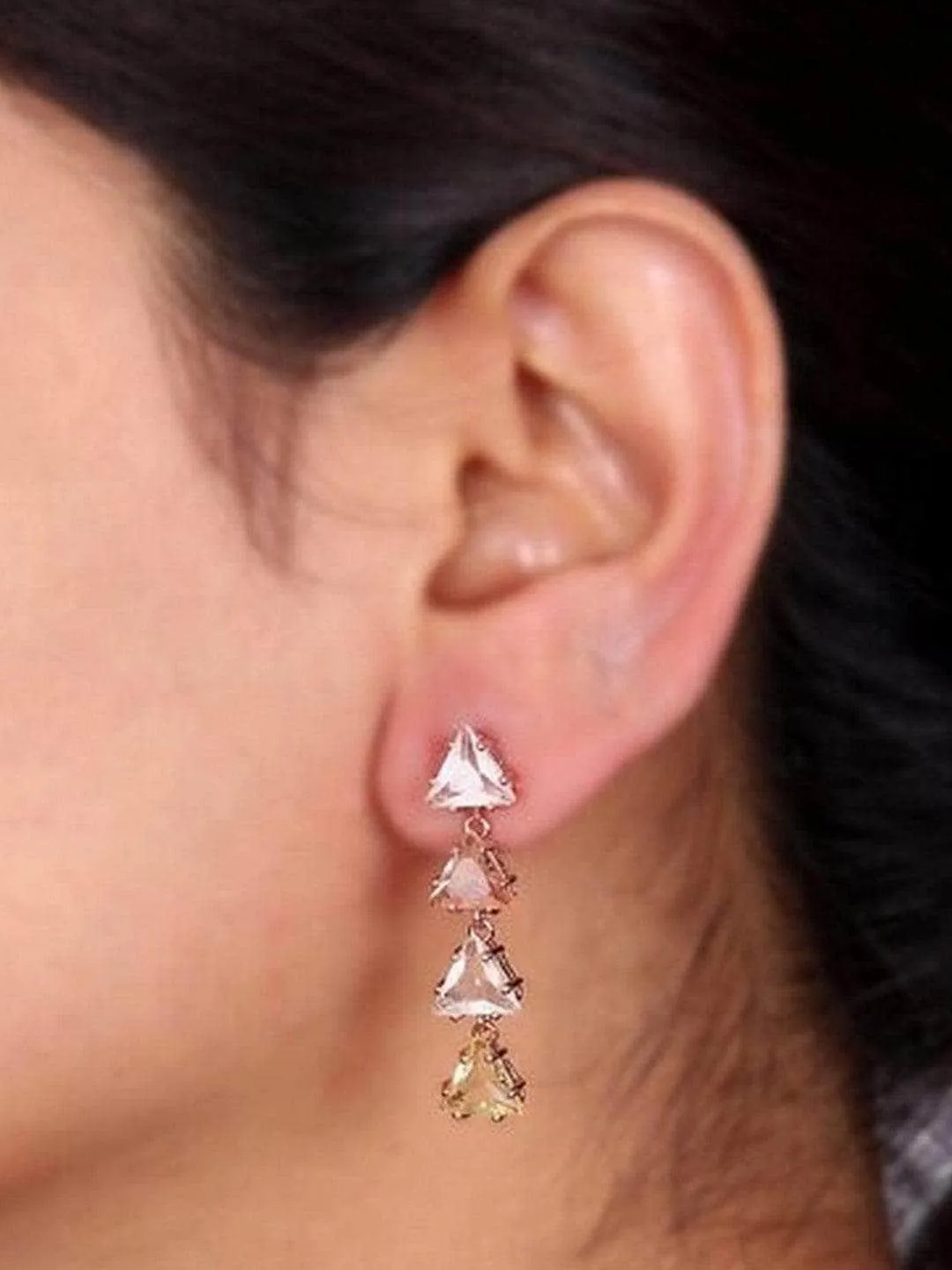 Triangle 4 Tiered Pastel Earrings Yellow