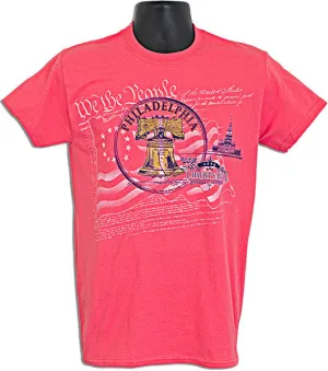 TSPH04C T-Shirt Philadelphia Circle Bell CORAL SILK