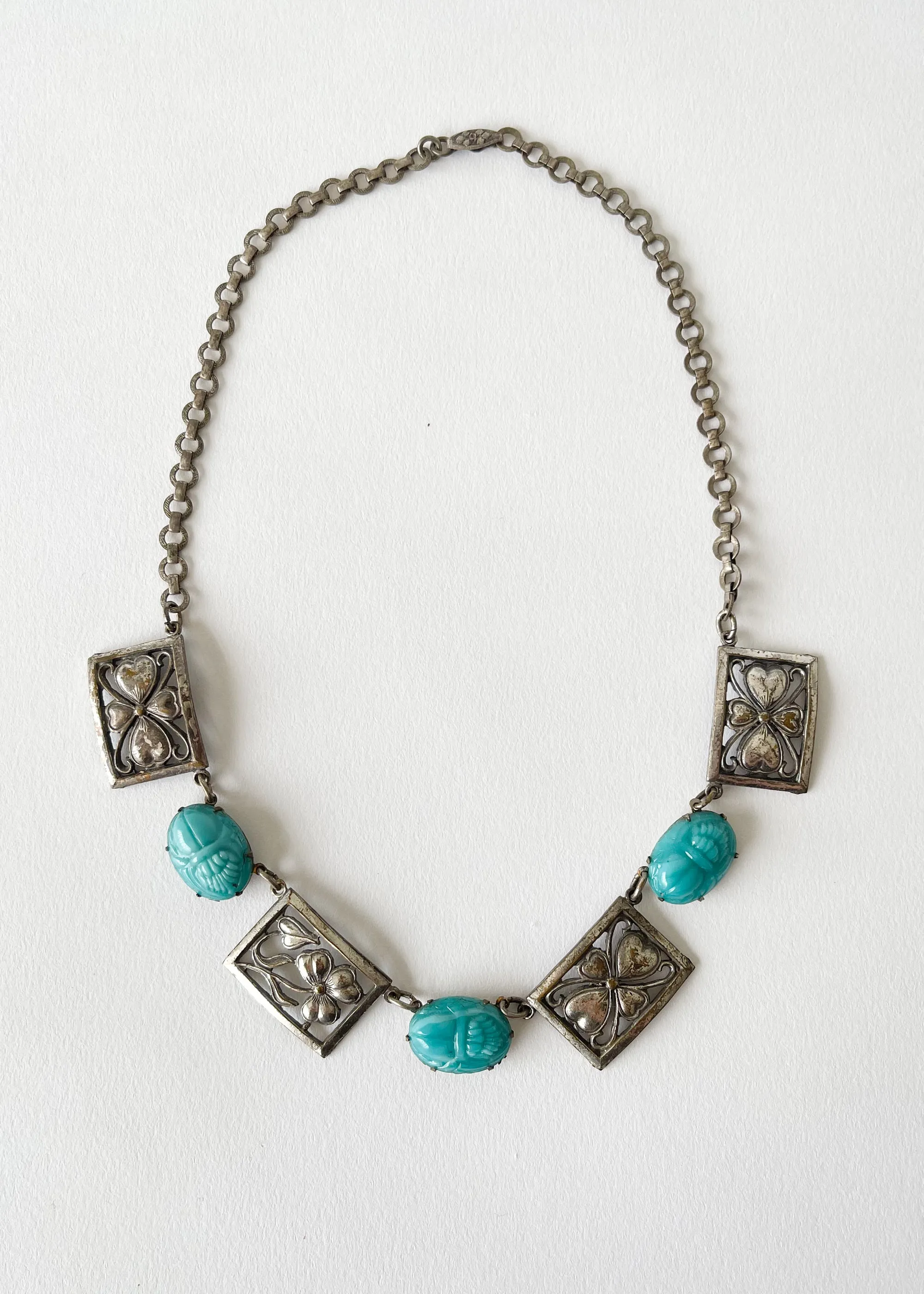 Vintage 1930s Egyptian Revival Scarab Necklace