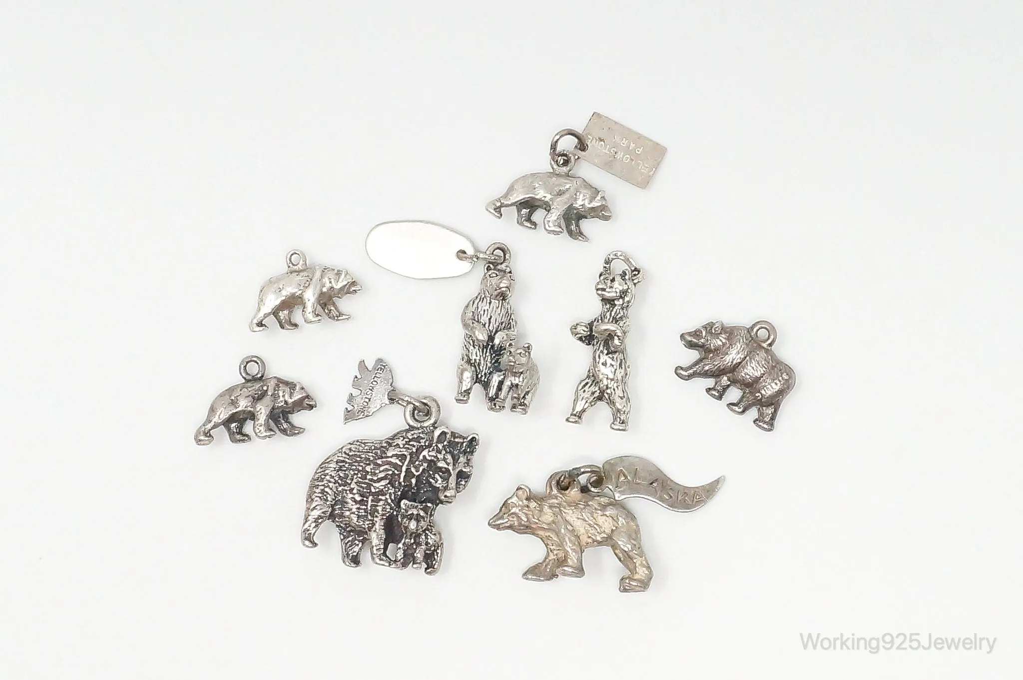 Vintage Antique Bears Cubs Sterling Silver Charms Lot