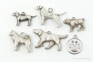 Vintage Antique Puppies Dogs Sterling Silver Charms Lot