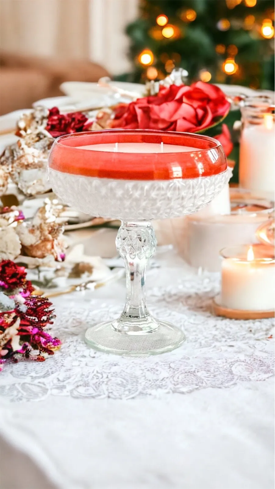 Vintage Cranberry Marmalade Candle in Ruby Flash Dish