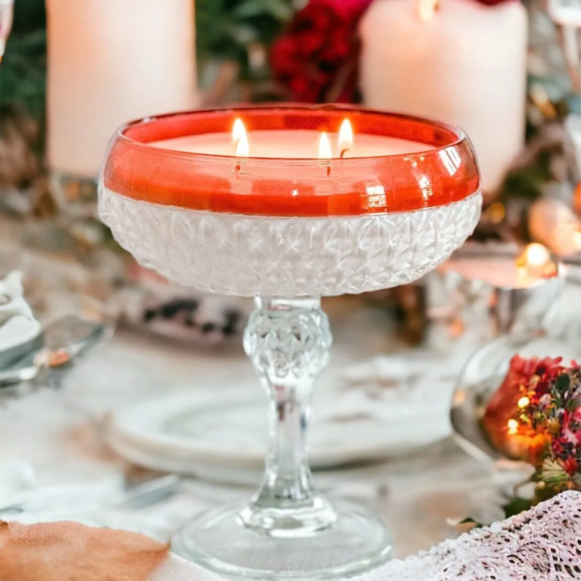 Vintage Cranberry Marmalade Candle in Ruby Flash Dish