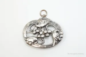 Vintage Designer Danecraft Large Berry Sterling Silver Pin Brooch Pendant