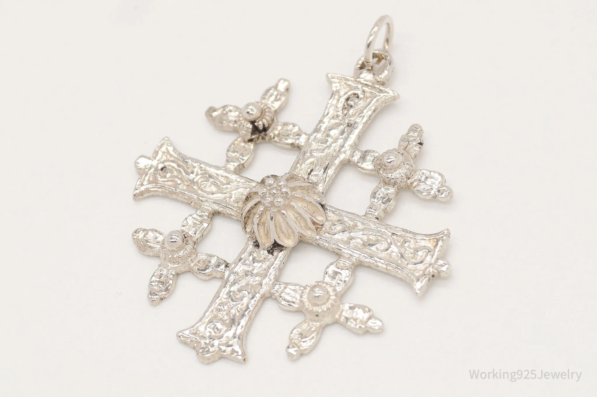 Vintage Large Jerusalem Cross 800 Silver Pendant