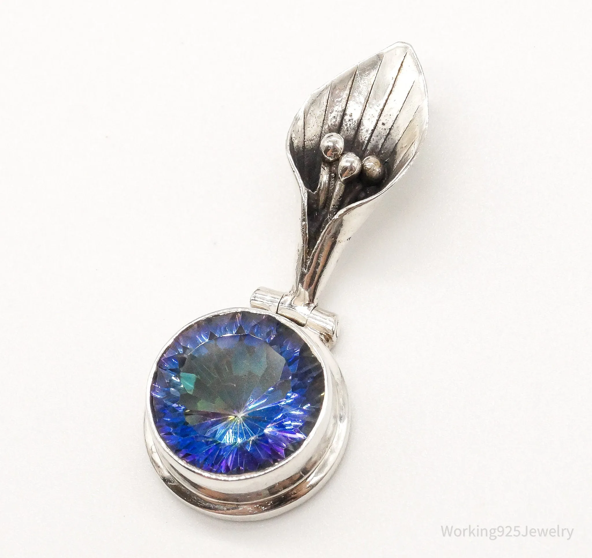 Vintage Large Mystic Topaz Sterling Silver Pendant