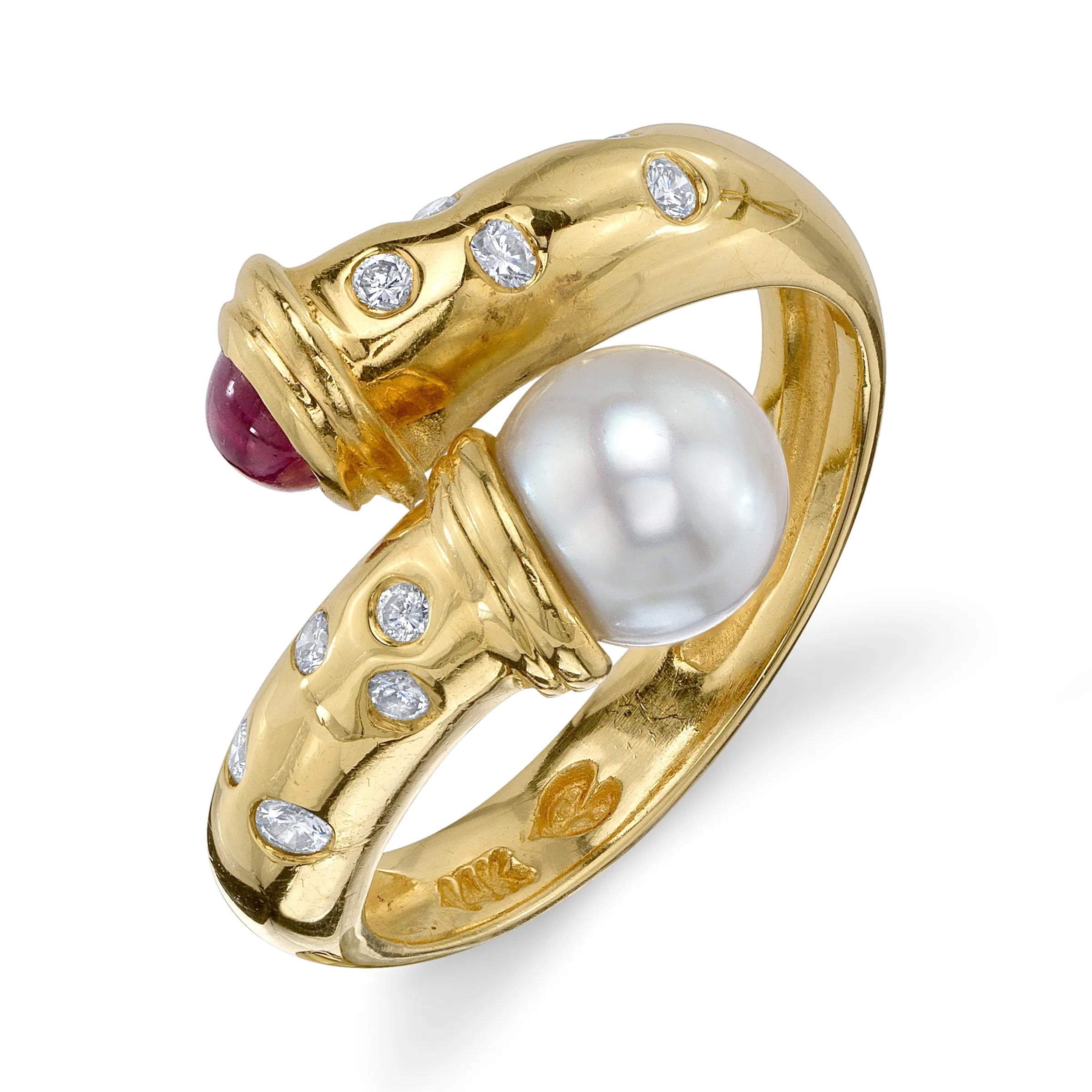 Vintage Pearl Ruby Bypass Ring