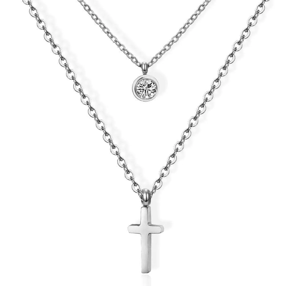 Women's Christian Necklace <br> Choker Diamond (Steel)