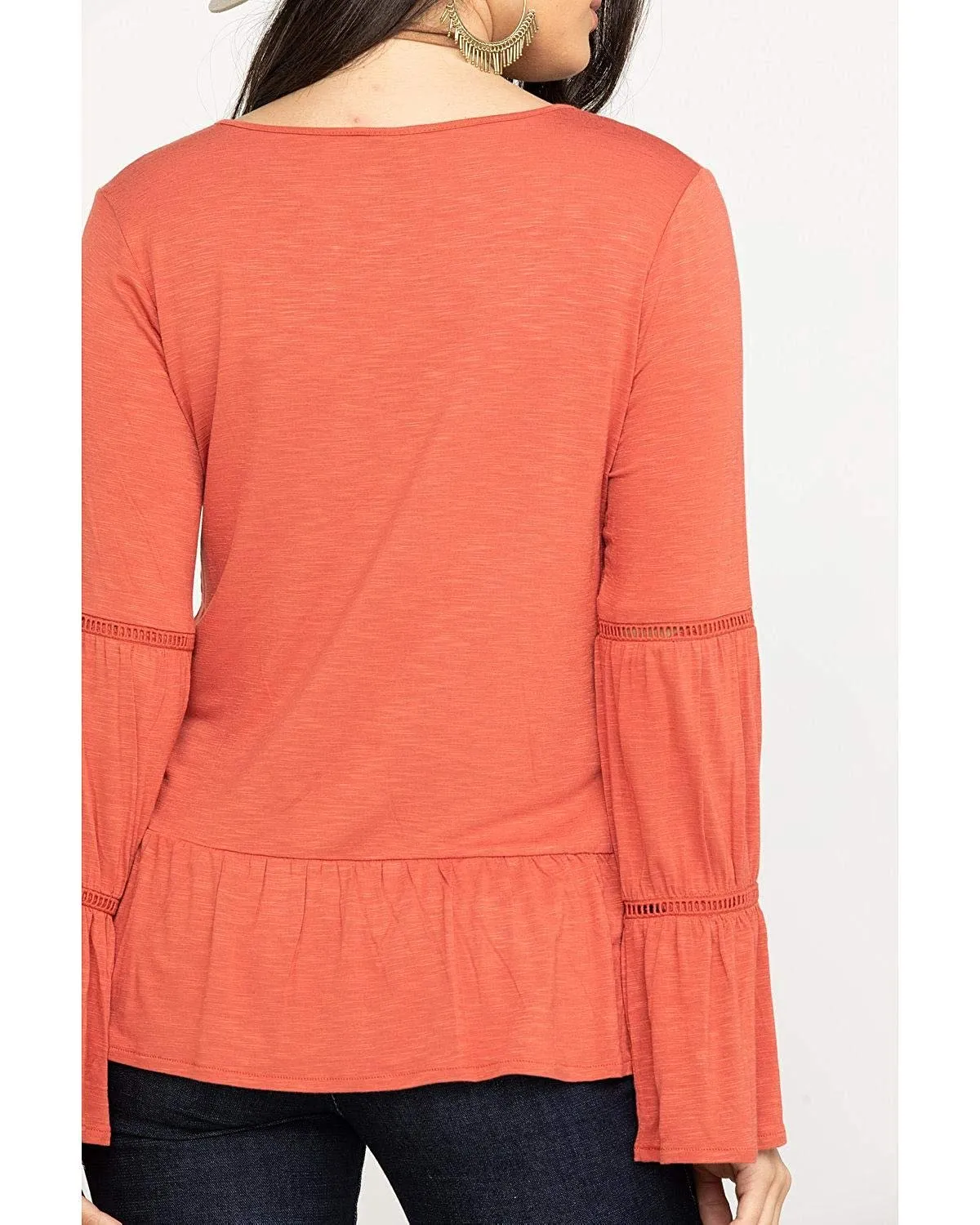 Wrangler Women's Coral Knit Tiered Peasant Top