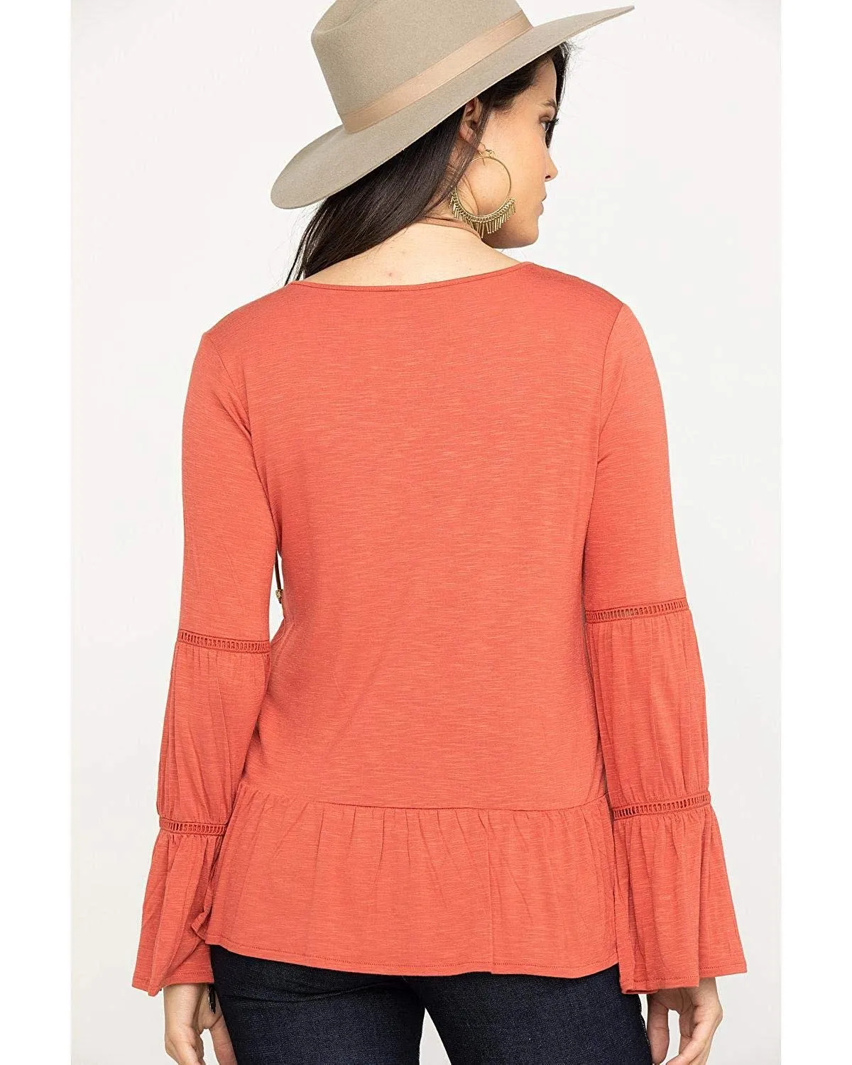 Wrangler Women's Coral Knit Tiered Peasant Top