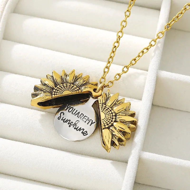 You Are My Sunshine Best Gift Sunflower Pendant Necklaces