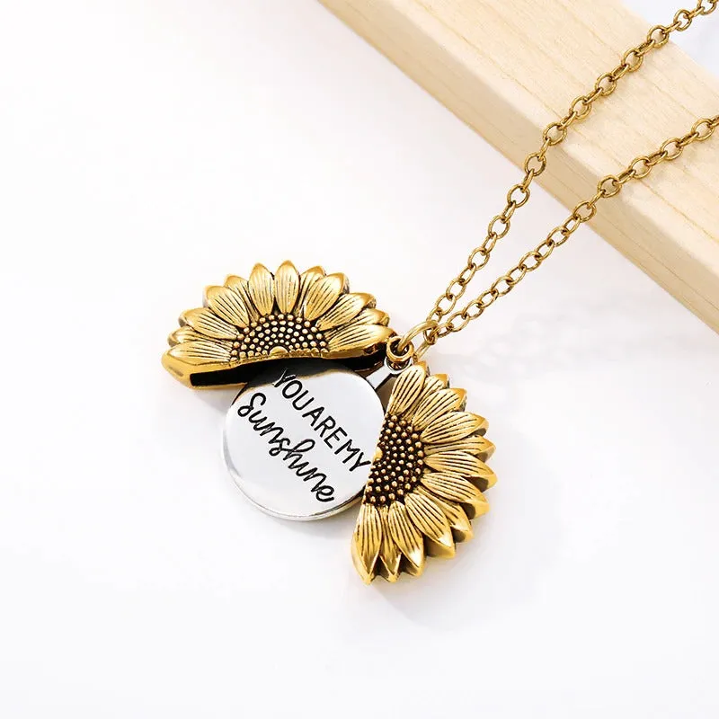 You Are My Sunshine Best Gift Sunflower Pendant Necklaces