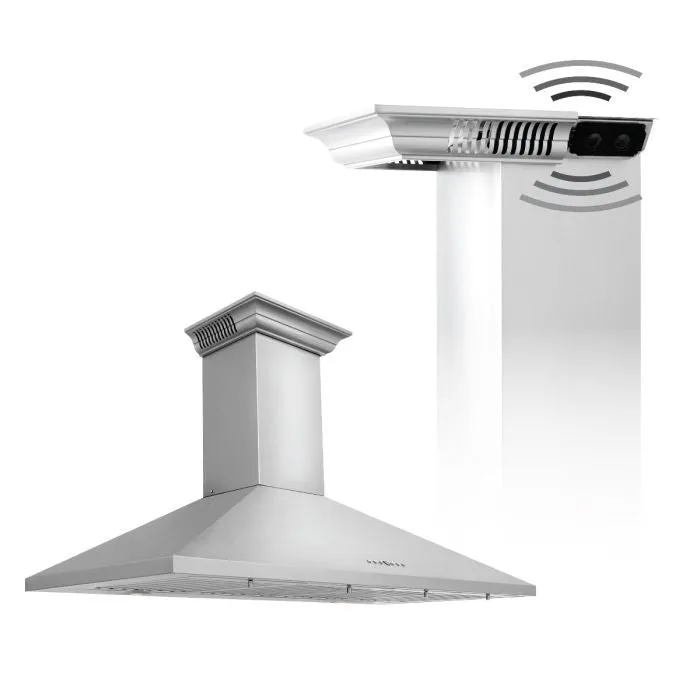 ZLINE 30 IN. Wall Mount Range Hood in Stainless Steel with Built-In CrownSound® BlueTooth Speakers (KL2CRN-BT-30)